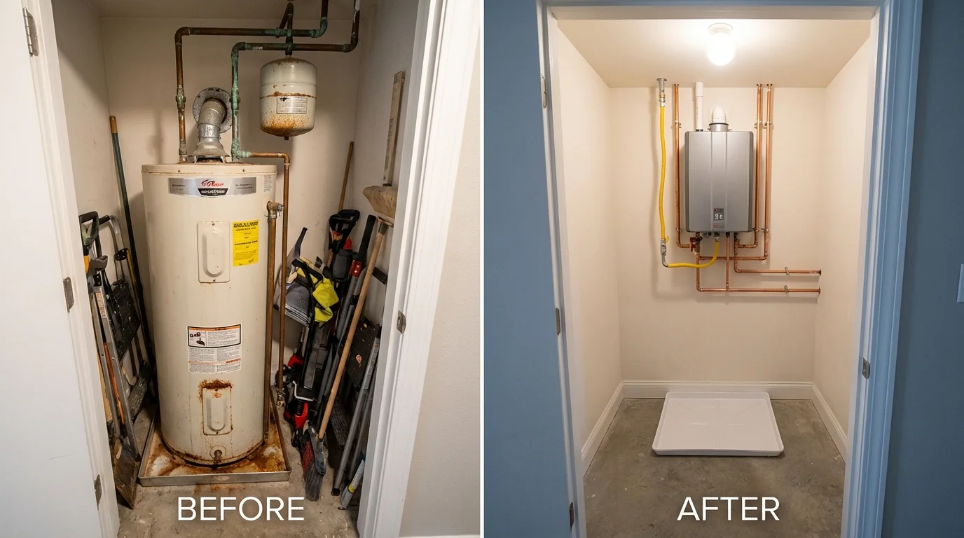 Tank water heater versus wall-mounted tankless unit comparison for Hebron, IL homeowners